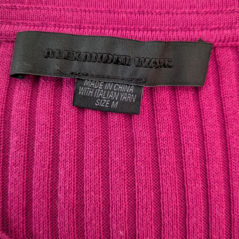 Alexander Wang Sweater Top M Pink Zipper Ruffle Ribbed Knit Short Sleeve Glam - Picture 11 of 13